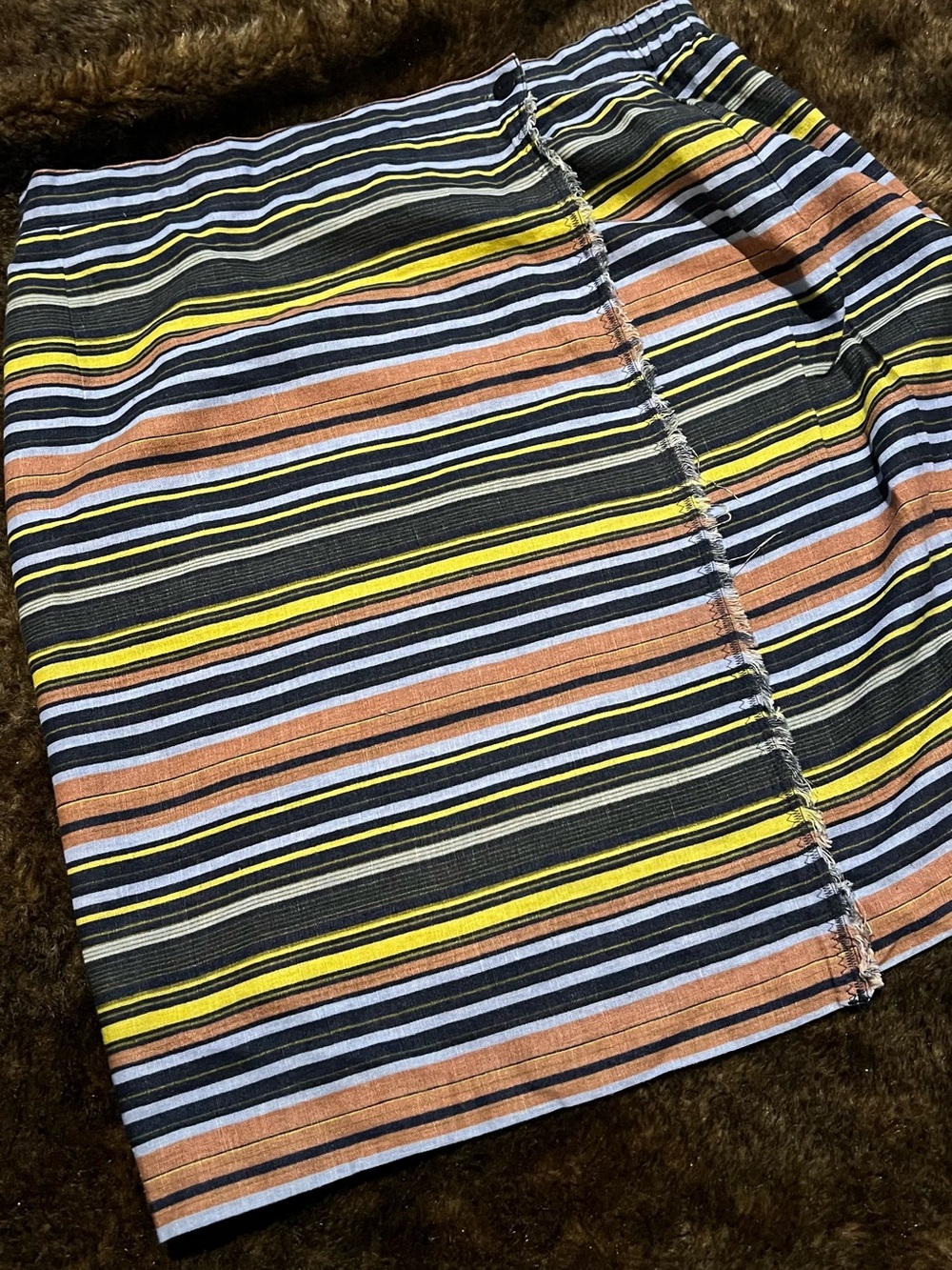 Striped Mini Skirt in Black, Yellow & Tan